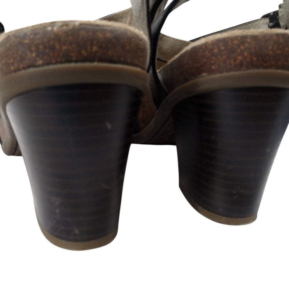 Abeo Bio System Biana Black Heeled Strappy Sandals Size 10 Block Heel Leather - Picture 7 of 14